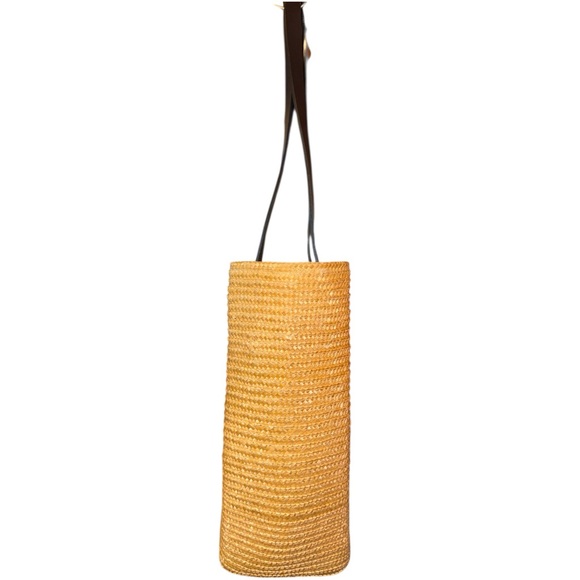 Eddie Bauer Straw Tote Bag Red White Gingham Lining Shoulder Bag - Picture 3 of 9